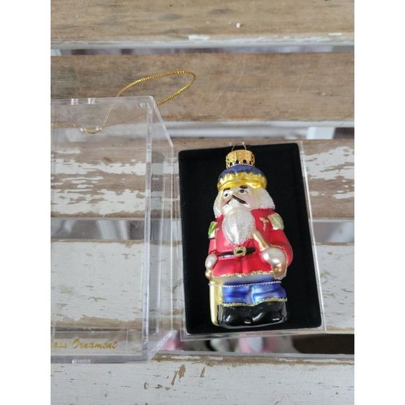 Red glass soldier guard ornament access holiday tree - Picture 1 of 6